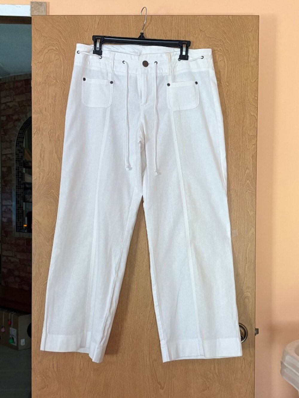 NWOT White Linen wide leg nautical pants